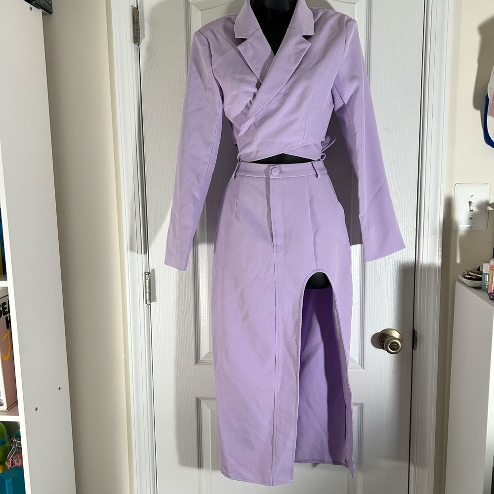 Missguided lavender cropped wrap blazer top sz 4